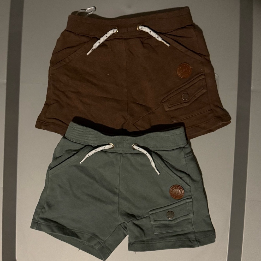 Kids' Casual Brown and Green Shorts Set